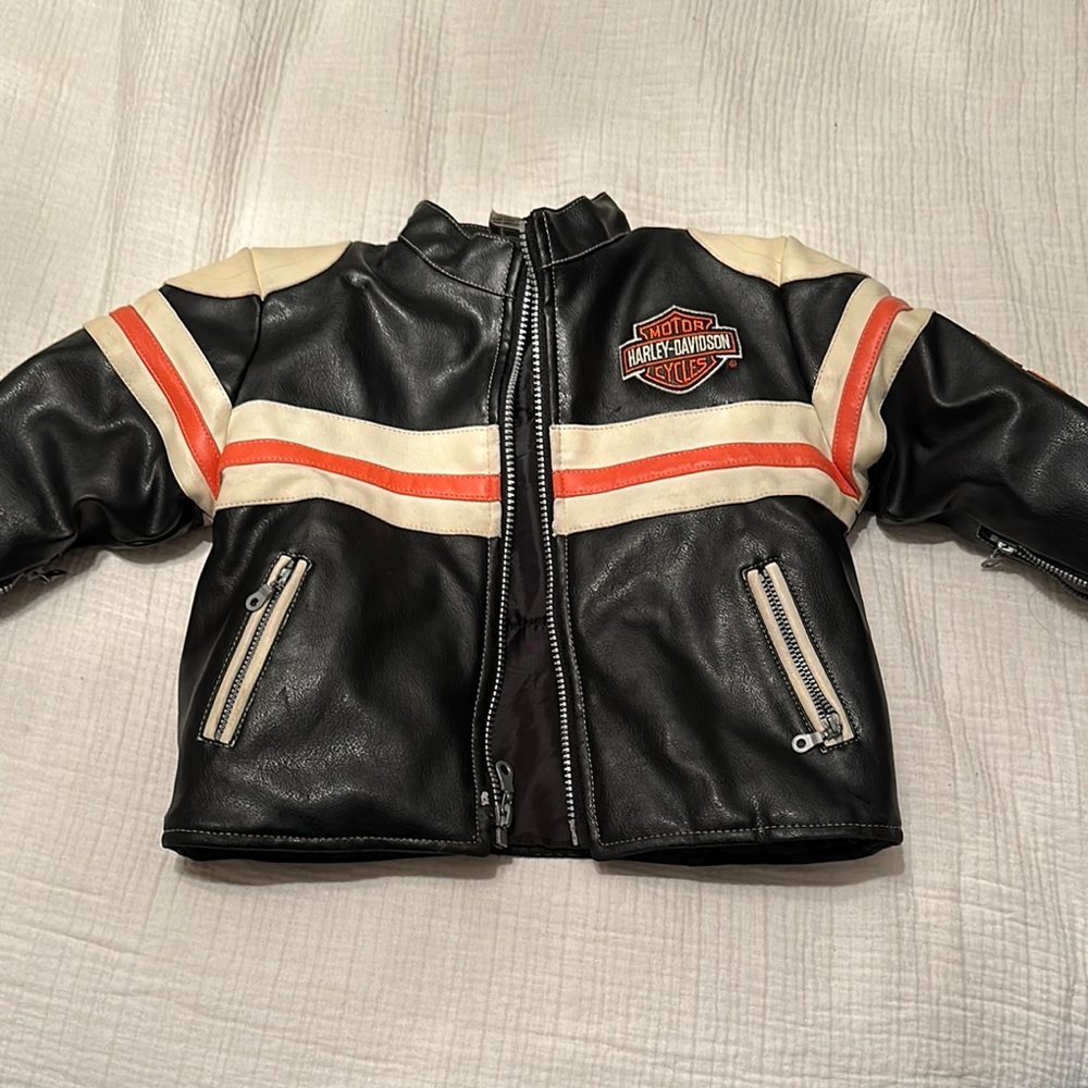 Harley-Davidson Black and Cream Leather Jacket